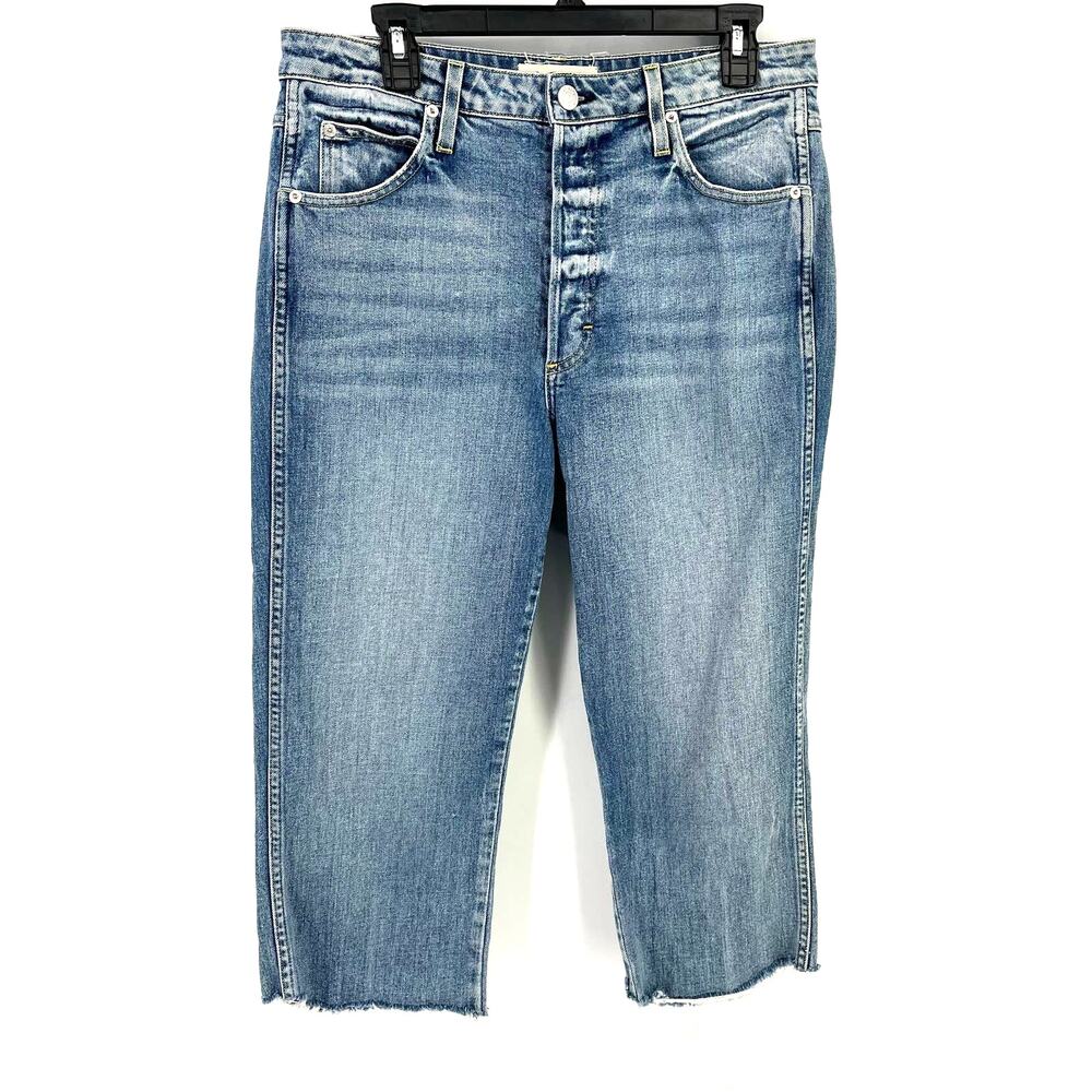 Amo Mia Cutoff Boyfriend Fit Frayed Denim Blue Jeans Womens Sz 32 Yesterday Wash